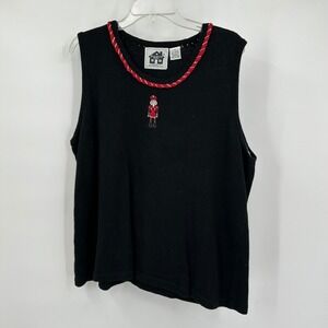 Storybook Knits Womens Christmas Sweater Vest‎ Sz 2X Embroidered Holiday Festive